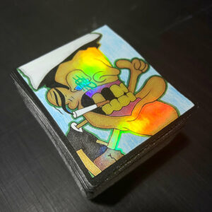 guy smoking holographic oil slick sticker