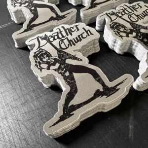 leather church chrome sticker