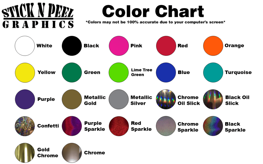 Different colors of vinyl we stock